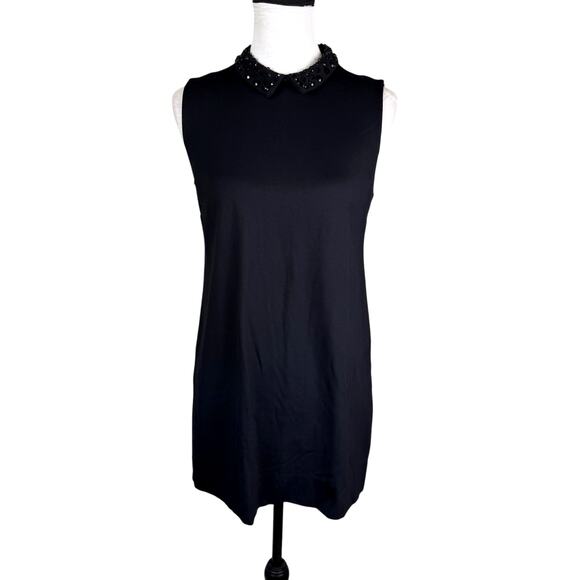 Cynthia Rowley Black Jersey Knit Embellished Jewel Collar Sleeveless Dress - Picture 1 of 11